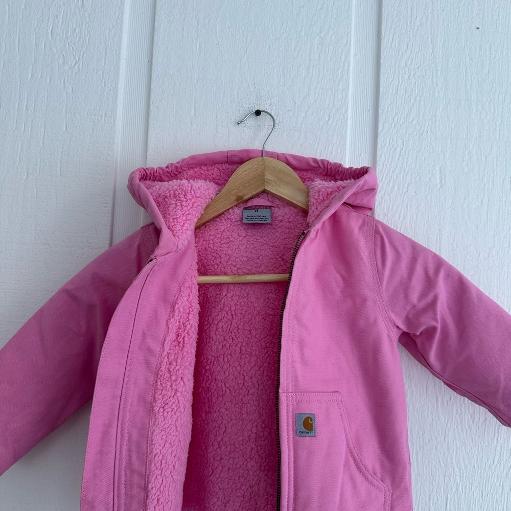 2T Pink Sherpa Lined Carhartt Jacket - Picture 5 of 5
